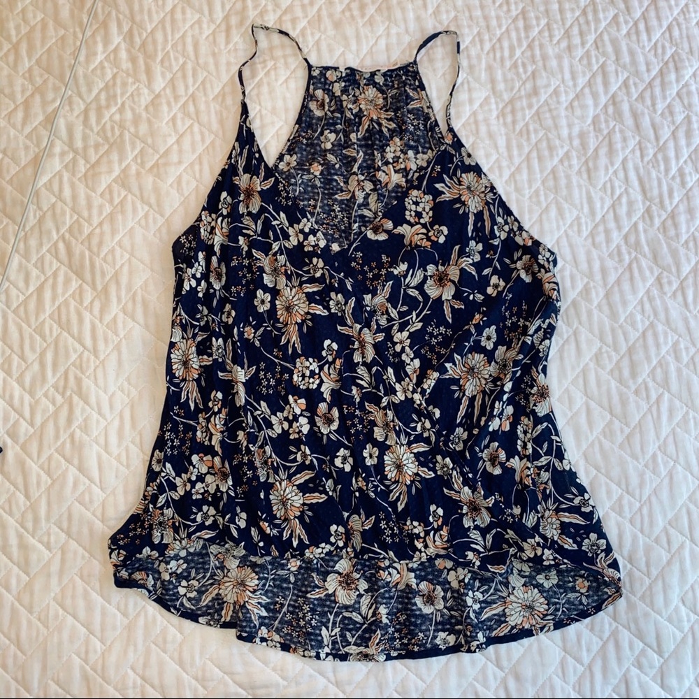 Floral surplice tank